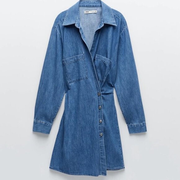 ZARA The Erin Denim Wrap Dress - Picture 2 of 14